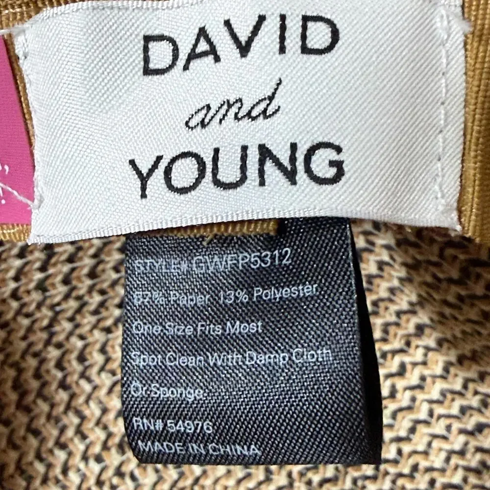 David & Young Packable Wide Brim Straw Sun Hat Women OS Tan Beach Resort